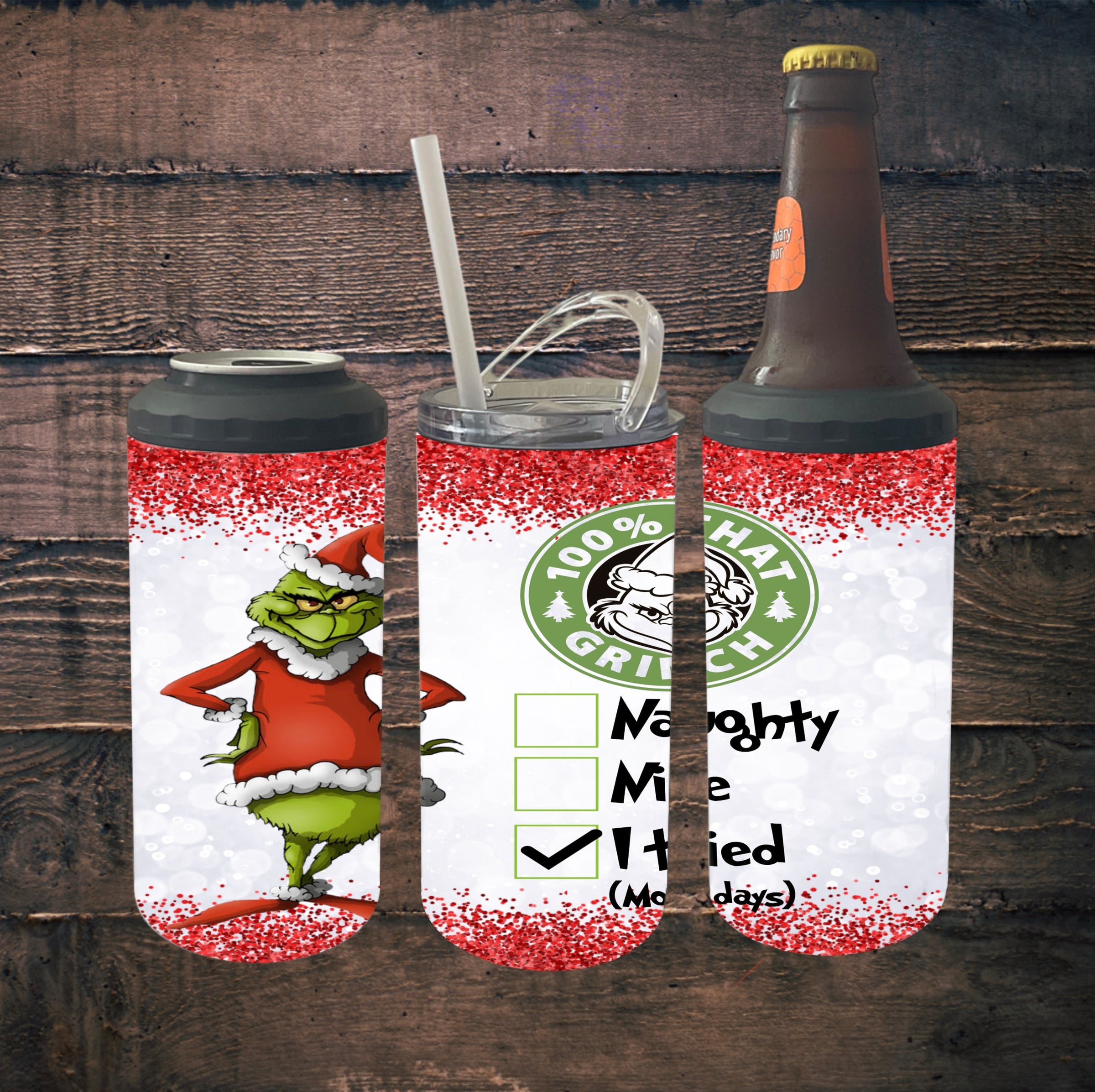 I am a Grinch before Coffee Iced Coffee Cup, Glass Beer Can